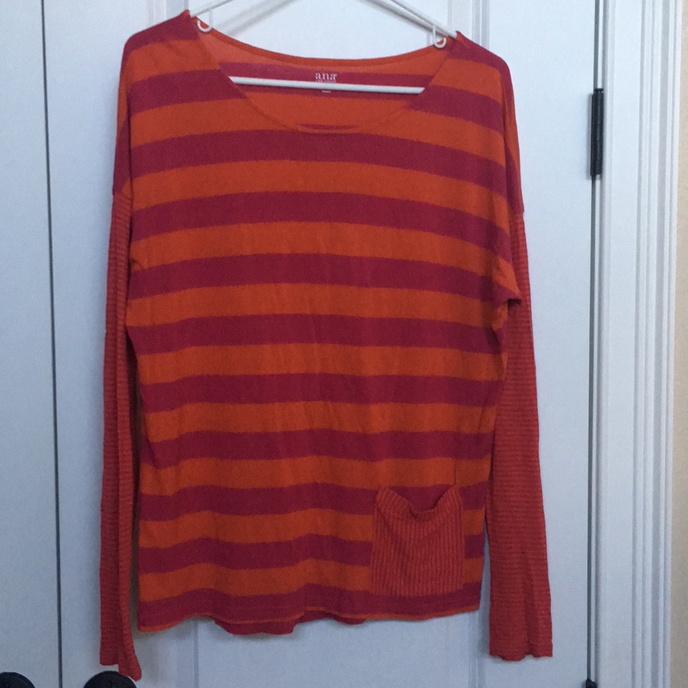 A.N.A orange and pink striped shirt